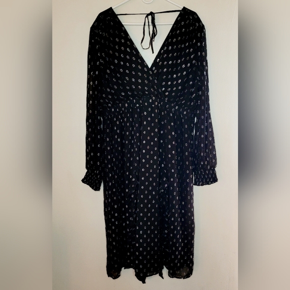 Jessica Simpson Dress Women's Size 2X Maternity Black Dots Flounce Party Event - Picture 2 of 10